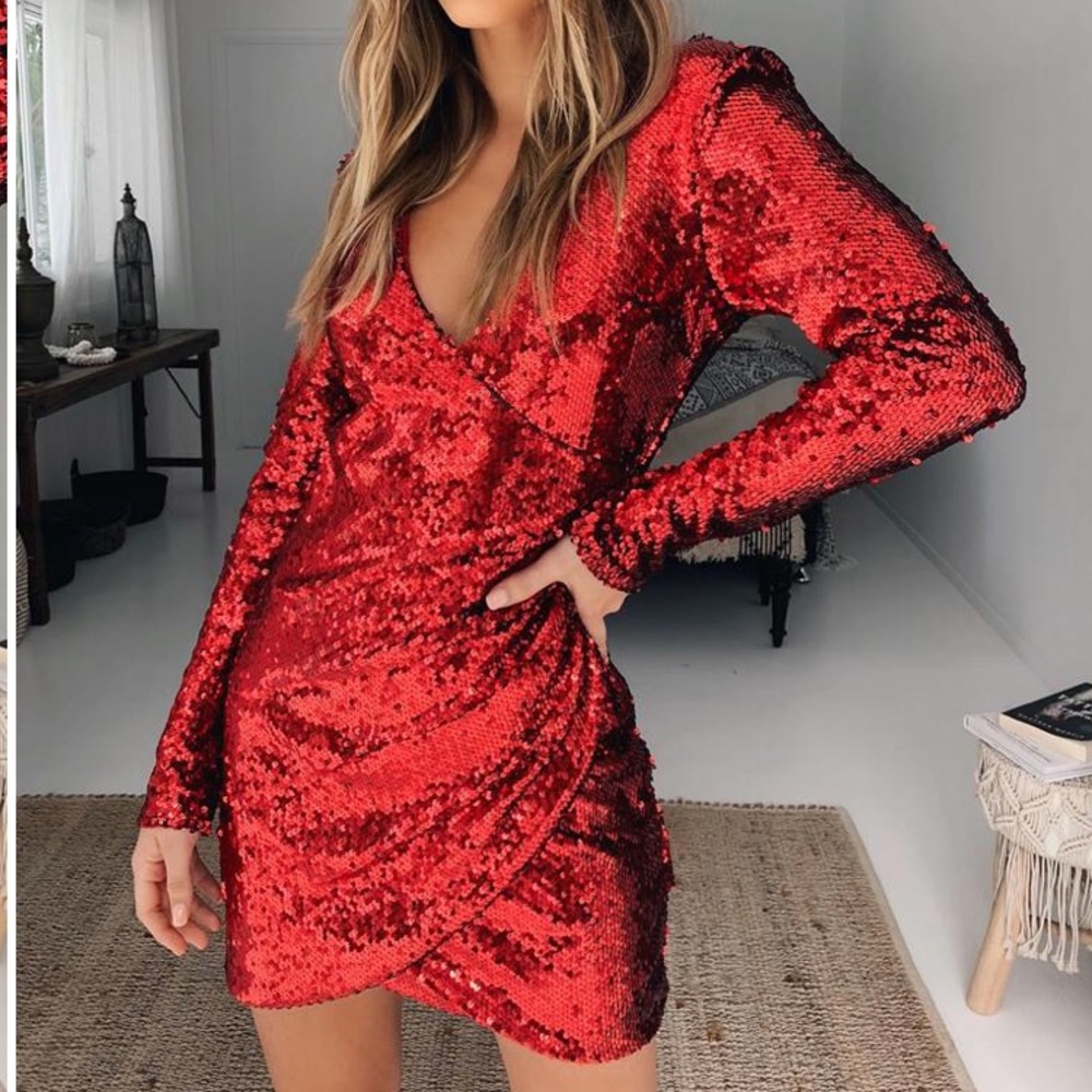 Red sequin dress